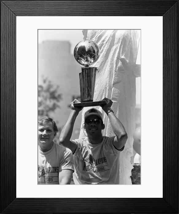 Framed Print : Abdul-Jabbar Holds up NBA Championship Trophy Framed Print : Abdul-Jabbar Holds up NBA Championship Trophy