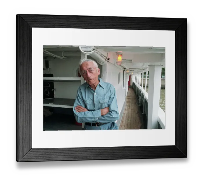 Framed Print : Jacques Cousteau On Ship Deck Framed Print : Jacques Cousteau On Ship Deck