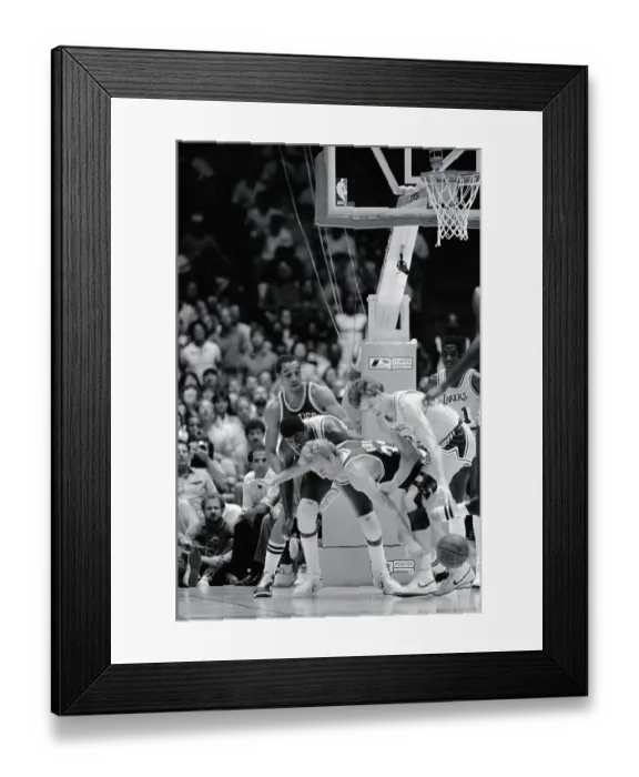 Framed Print : Magic Johnson Watching Celtic-Lakers Action Framed Print : Magic Johnson Watching Celtic-Lakers Action