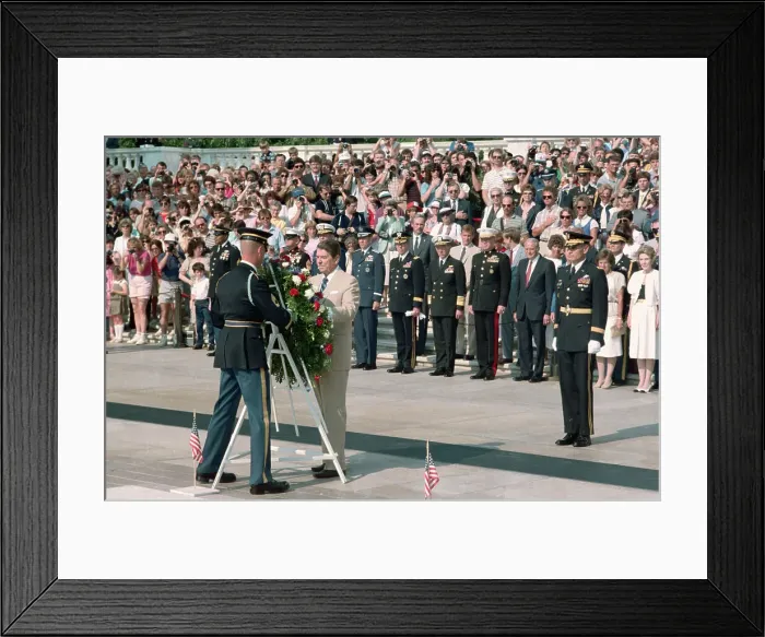 Framed Print : Ronald Reagan Placing Wreath at Tomb Framed Print : Ronald Reagan Placing Wreath at Tomb