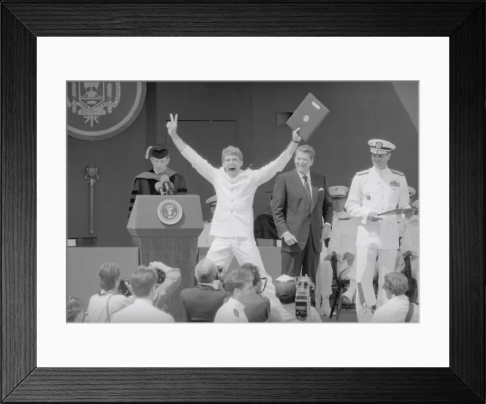 Framed Print : Ronald Reagan Noticing Military Graduate Framed Print : Ronald Reagan Noticing Military Graduate
