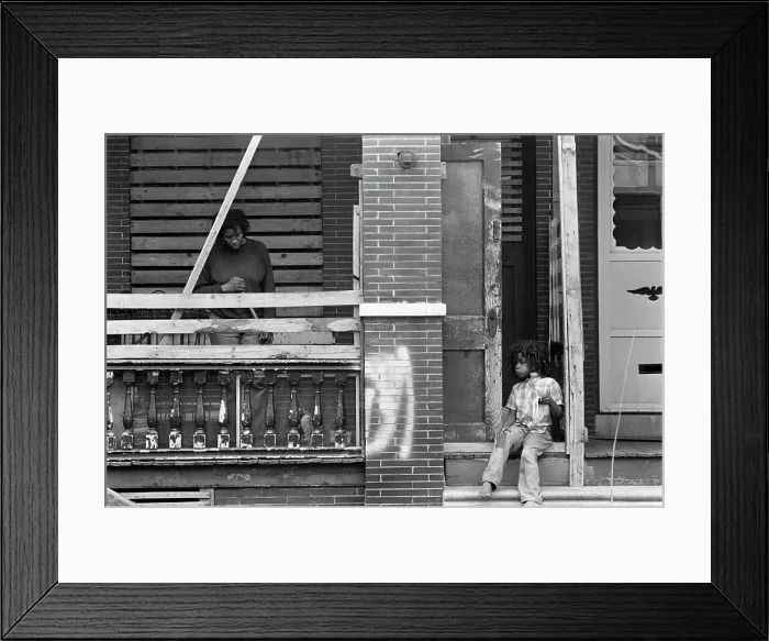 Framed Print : Woman and Child on Porch Framed Print : Woman and Child on Porch