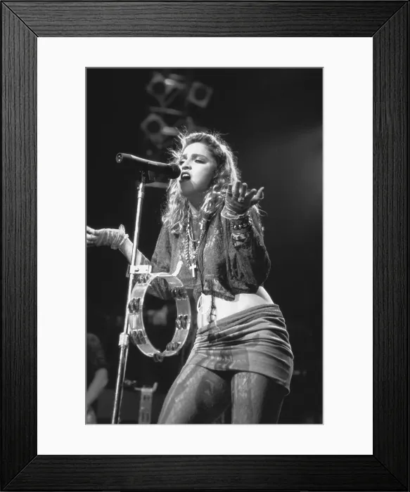 Framed Print : Madonna Singing into Microphone Framed Print : Madonna Singing into Microphone