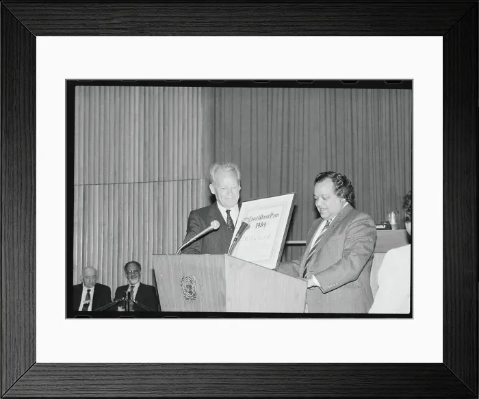 Framed Print : Willy Brandt Holding His Award Framed Print : Willy Brandt Holding His Award