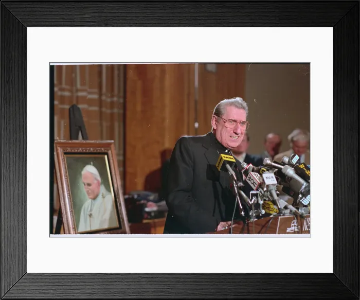 Framed Print : Archbishop John O'Connor Speaking at Press Conference Framed Print : Archbishop John O'Connor Speaking at Press Conference
