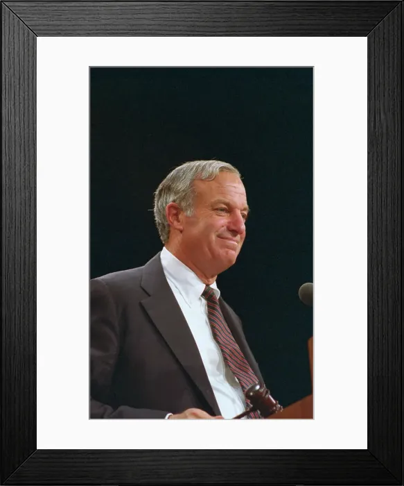 Framed Print : CBS Chairman Thomas Wyman Speaking at Shareholders Convention Framed Print : CBS Chairman Thomas Wyman Speaking at Shareholders Convention
