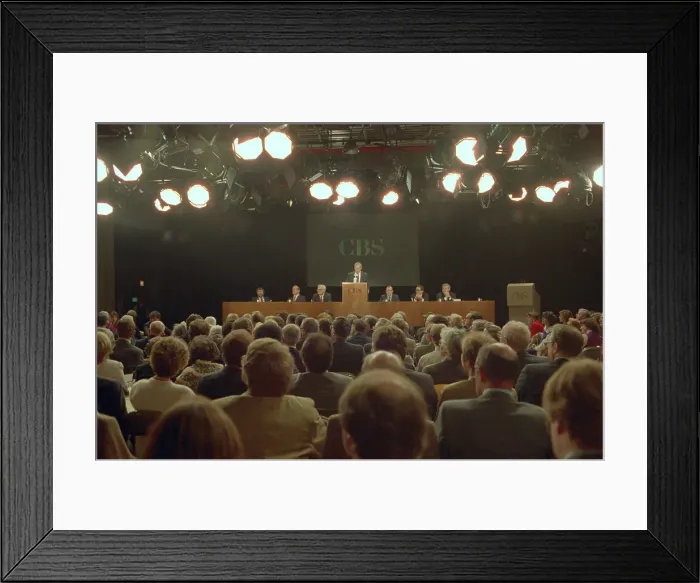 Framed Print : CBS Chairman Thomas Wyman Speaking at Shareholders Convention Framed Print : CBS Chairman Thomas Wyman Speaking at Shareholders Convention