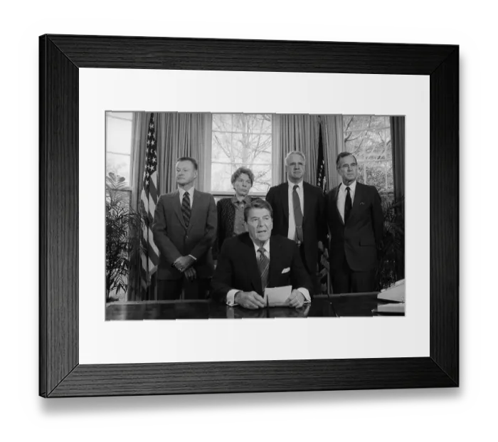 Framed Print : Ronald Reagan Giving Speech with Peers in Foreground Framed Print : Ronald Reagan Giving Speech with Peers in Foreground