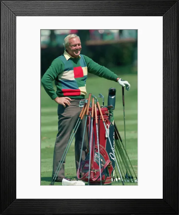 Framed Print : Arnold Palmer Posing with Golf Bag and Clubs Framed Print : Arnold Palmer Posing with Golf Bag and Clubs