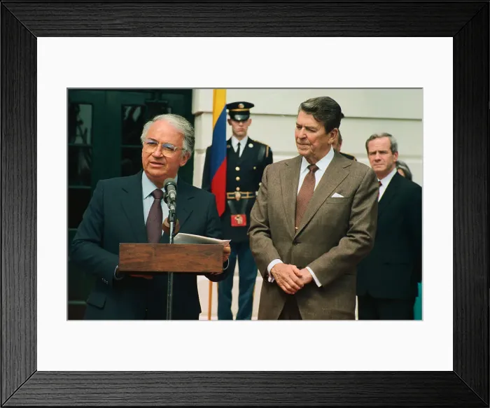 Framed Print : Ronald Reagan and Belisario Bentacur Framed Print : Ronald Reagan and Belisario Bentacur