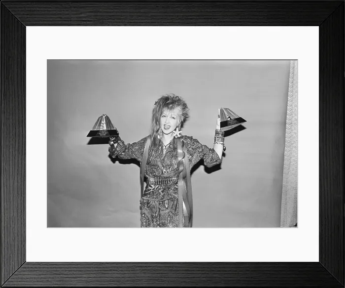 Framed Print : Singer Cyndi Lauper Holding Music Video Awards Framed Print : Singer Cyndi Lauper Holding Music Video Awards