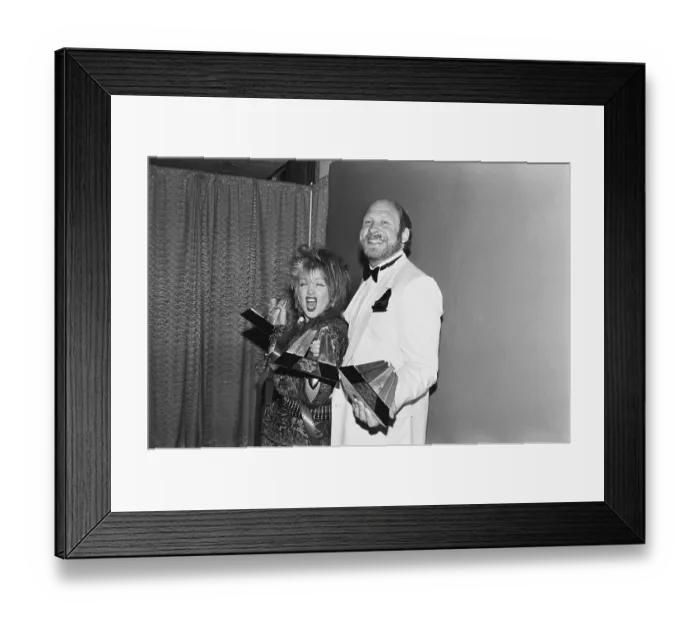 Framed Print : Cyndi Lauper and Ed Griles Holding Video Awards Framed Print : Cyndi Lauper and Ed Griles Holding Video Awards
