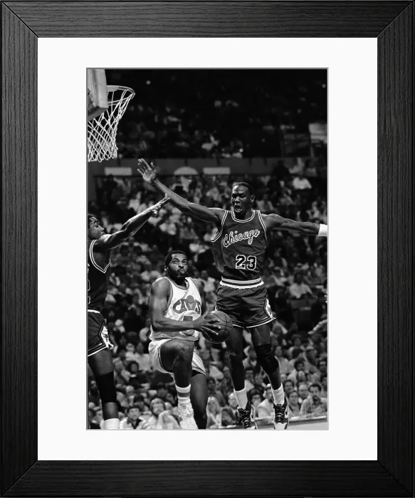 Framed Print : Michael Jordan Trying to Block John Bagley Framed Print : Michael Jordan Trying to Block John Bagley