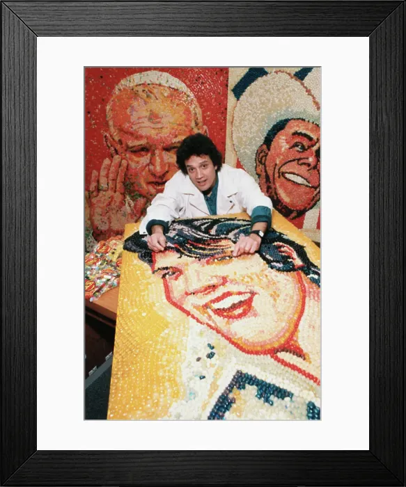 Framed Print : Artist Peter Rocha with His Elvis Presley Design Framed Print : Artist Peter Rocha with His Elvis Presley Design