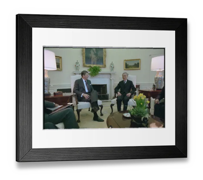 Framed Print : Ronald Reagan and Zhang Wenjin Chatting Framed Print : Ronald Reagan and Zhang Wenjin Chatting