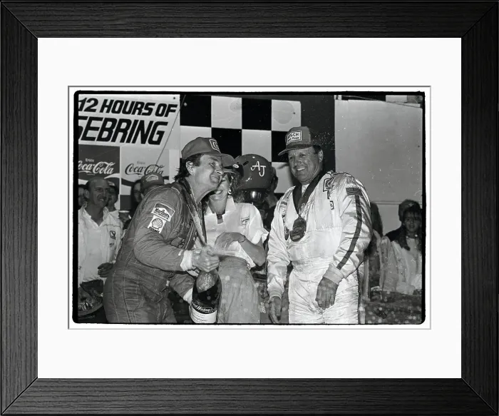 Framed Print : Bob Wolleck Spraying Champagne After Victory Framed Print : Bob Wolleck Spraying Champagne After Victory