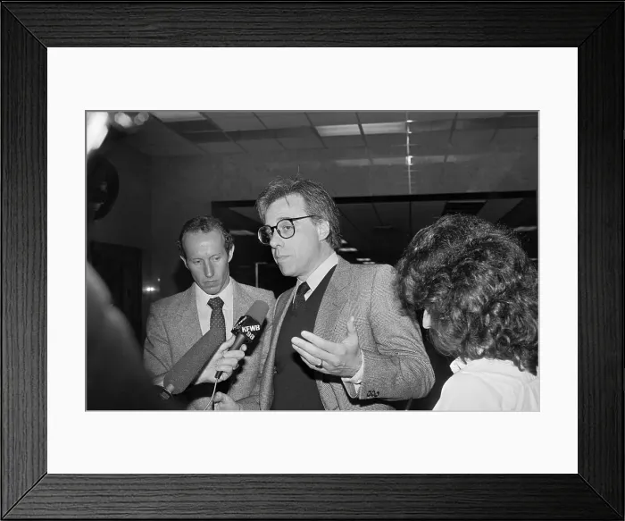 Framed Print : Peter Bogdanovich Conversing with Reporters Framed Print : Peter Bogdanovich Conversing with Reporters
