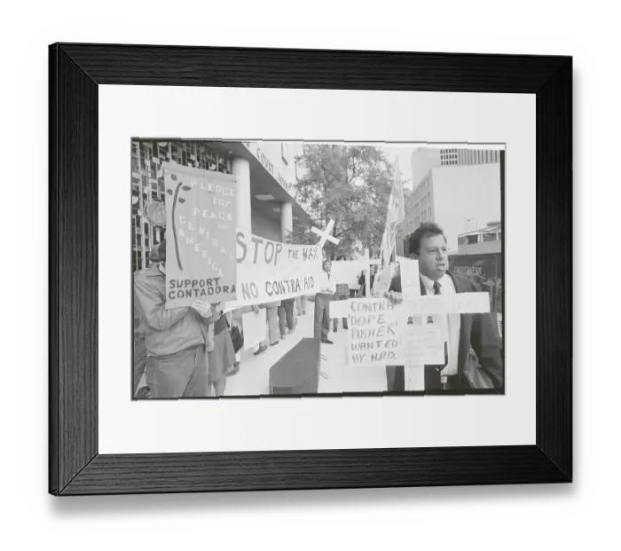 Framed Print : Protesters with Signs Against Contra Aid Framed Print : Protesters with Signs Against Contra Aid