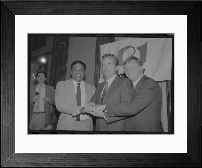Framed Print : Peter Ueberroth Joining Hands with Baseball Players Framed Print : Peter Ueberroth Joining Hands with Baseball Players