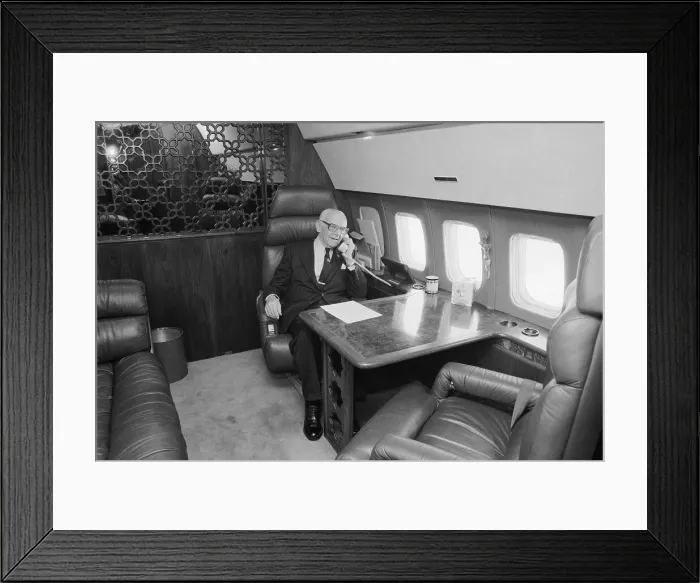 Framed Print : Occidental Petroleum Chairman Armand Hammer in Jet