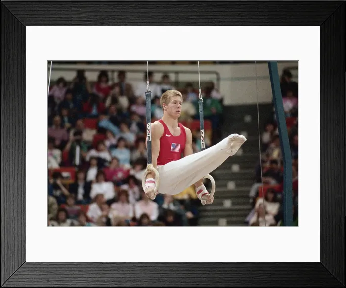Framed Print : Tim Daggett Performing on Rings Framed Print : Tim Daggett Performing on Rings