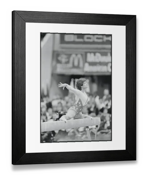 Framed Print : Olympian Mary Lou Retton Performing on the Beam Framed Print : Olympian Mary Lou Retton Performing on the Beam