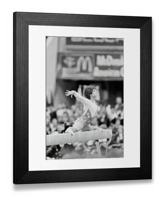 Framed Print : Olympian Mary Lou Retton Being Congratulated by Coach Framed Print : Olympian Mary Lou Retton Being Congratulated by Coach
