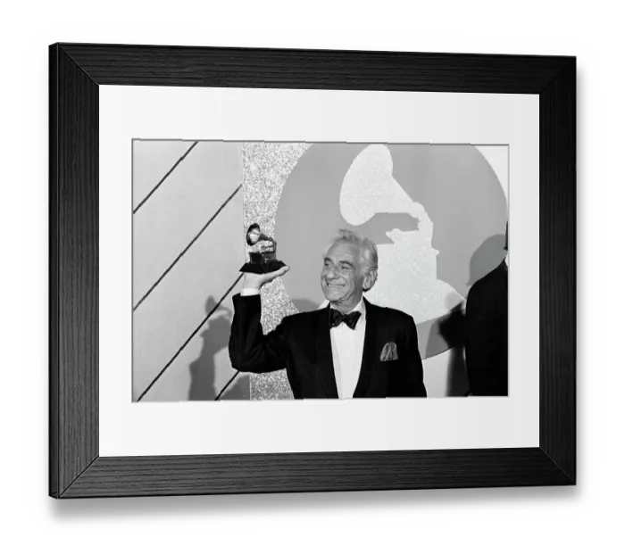 Framed Print : Leonard Bernstein Holding Grammy Framed Print : Leonard Bernstein Holding Grammy