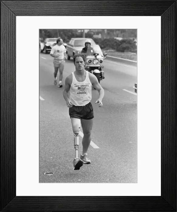 Framed Print : One-Legged Cancer Victim Jogging Framed Print : One-Legged Cancer Victim Jogging