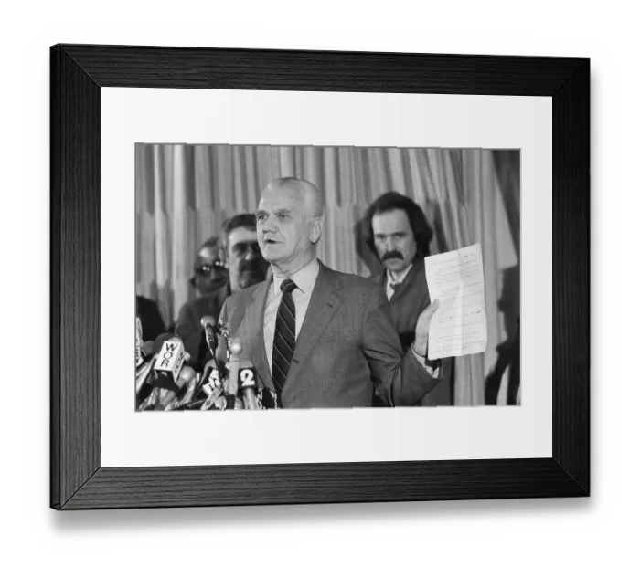 Framed Print : General Westmoreland Holds Up Copy of Statement Framed Print : General Westmoreland Holds Up Copy of Statement