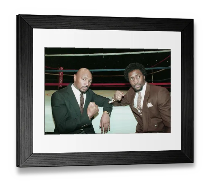 Framed Print : Marvin Hagler with Thomas Hearns In Suits Framed Print : Marvin Hagler with Thomas Hearns In Suits