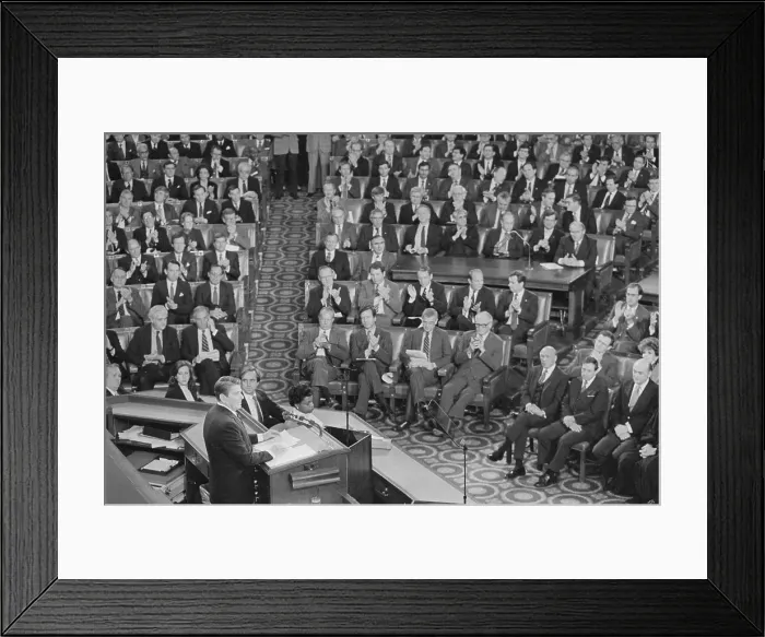 Framed Print : Ronald Reagan Speaking to White House Members Framed Print : Ronald Reagan Speaking to White House Members