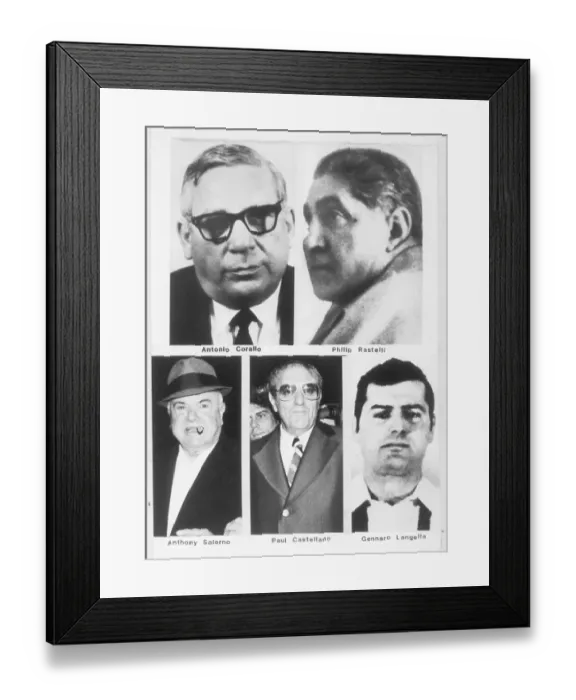 Framed Print : Composite Close-ups of Heads of Mafia Bosses in the New York City Area
