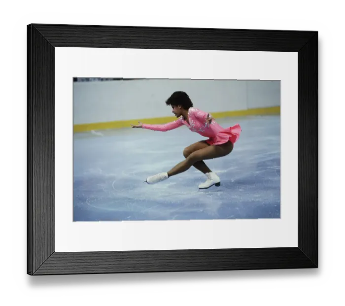 Framed Print : Portrait of Skater Debi Thomas in Action Framed Print : Portrait of Skater Debi Thomas in Action