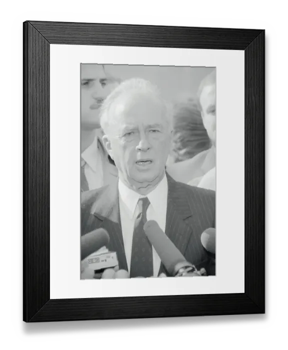 Framed Print : Yitzhak Rabin at Microphones Framed Print : Yitzhak Rabin at Microphones