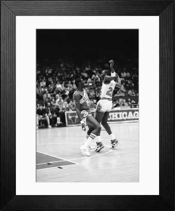 Framed Print : Michael Jordan Playing Against Lone Atlanta Hawks Player Framed Print : Michael Jordan Playing Against Lone Atlanta Hawks Player