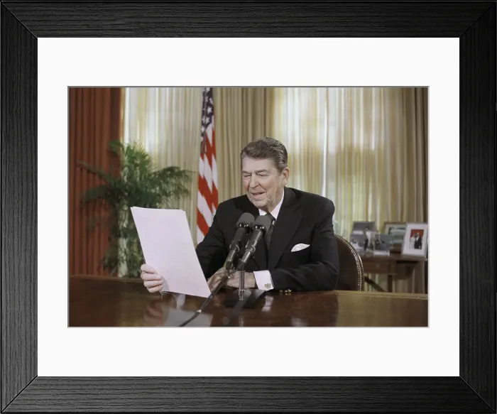 Framed Print : President Reagan Reading a Radio Address Framed Print : President Reagan Reading a Radio Address