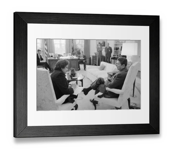 Framed Print : Helen Thomas Sitting with President Reagan Framed Print : Helen Thomas Sitting with President Reagan