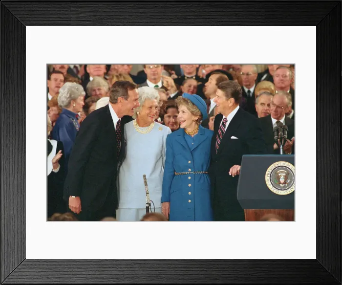Framed Print : President and Nancy Reagan with George and Barbara Bush