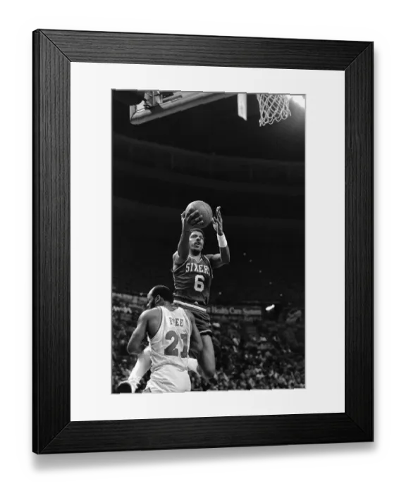 Framed Print : Julius Erving Leaping Over Cleveland Cavalier Player Framed Print : Julius Erving Leaping Over Cleveland Cavalier Player