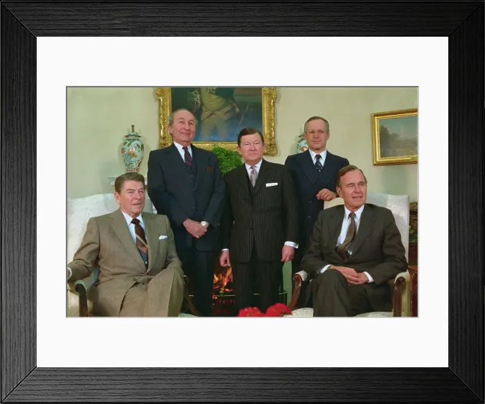 Framed Print : President Reagan Posing with Arms Negotiators Framed Print : President Reagan Posing with Arms Negotiators