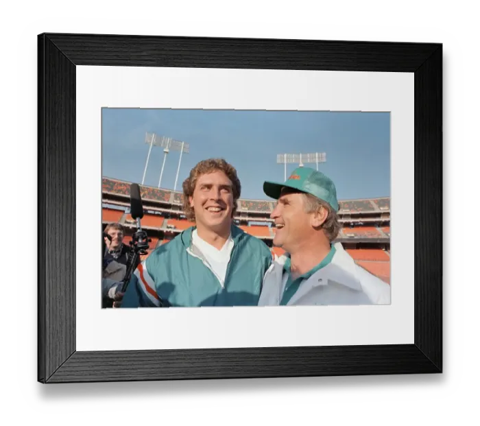 Framed Print : Dan Marino and Don Shula Speaking to Press Framed Print : Dan Marino and Don Shula Speaking to Press