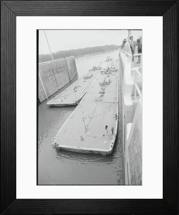 Framed Print : Barge Entering Lock Framed Print : Barge Entering Lock