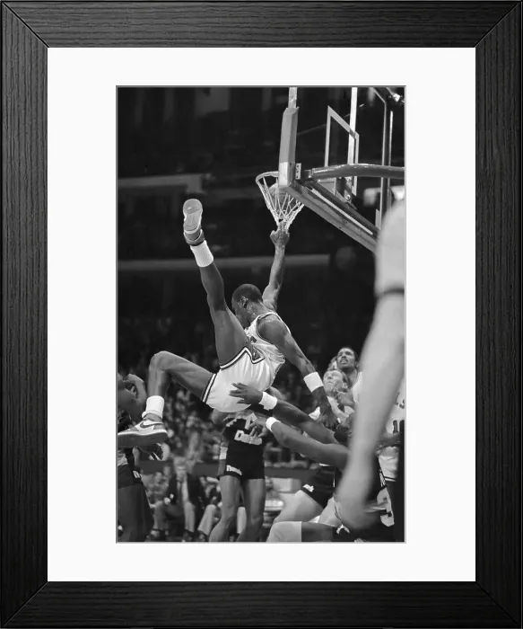 Framed Print : Michael Jordan Falling After Slam Dunk Framed Print : Michael Jordan Falling After Slam Dunk