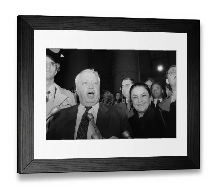 Framed Print : Ariel Sharon and Wife Speaking with Press Framed Print : Ariel Sharon and Wife Speaking with Press