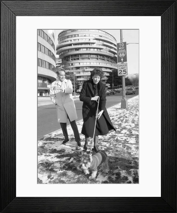 Framed Print : Bob And Liz Dole Walk Their Dog Leader Framed Print : Bob And Liz Dole Walk Their Dog Leader