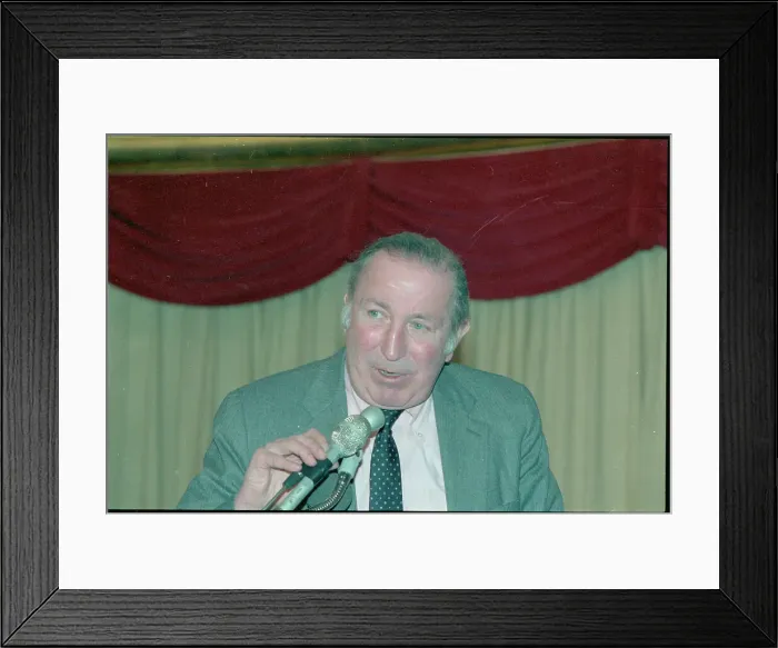 Framed Print : Portrait of National Baseball League President Charles Feeney at Microphones Framed Print : Portrait of National Baseball League President Charles Feeney at Microphones