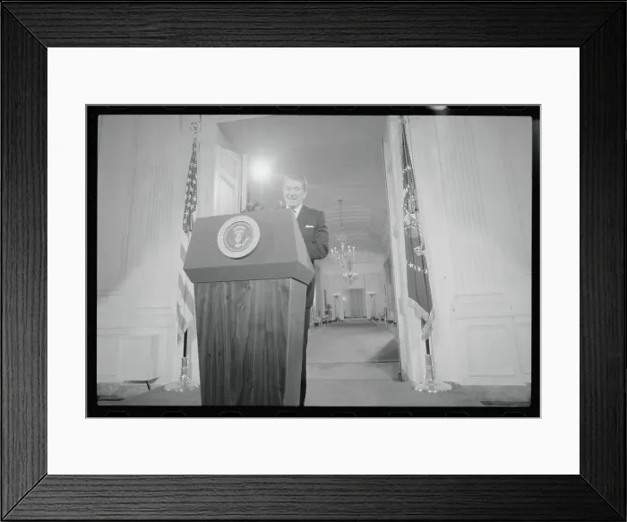 Framed Print : Ronald Reagan Speaking at Press Conference Framed Print : Ronald Reagan Speaking at Press Conference