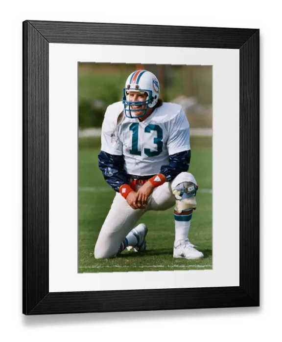 Framed Print : Football Player Dan Marino Kneeling on the Field Framed Print : Football Player Dan Marino Kneeling on the Field