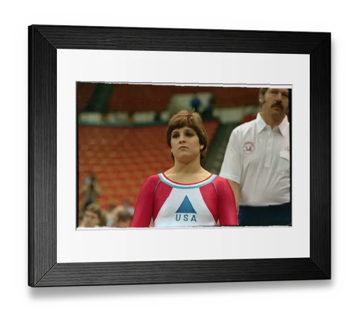 Framed Print : Gymnastics Olympian Mary Lou Retton on the Court Framed Print : Gymnastics Olympian Mary Lou Retton on the Court
